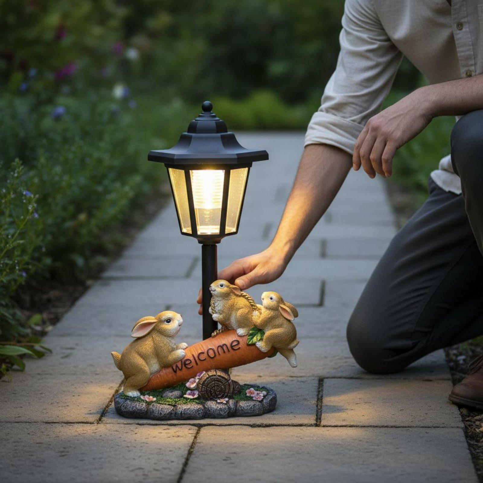 Lighting Decoration Ideas - Zonne-aangedreven konijnenbeeldje, decoratief konijnen-zonnelicht, cadeau-idee voor
