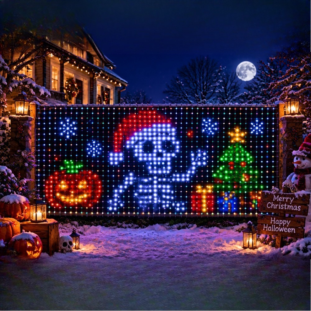 Lighting Christmas Decor - Nieuwe decoratieve kerstnetverlichtingset met Bluetooth-app, RGBIC,