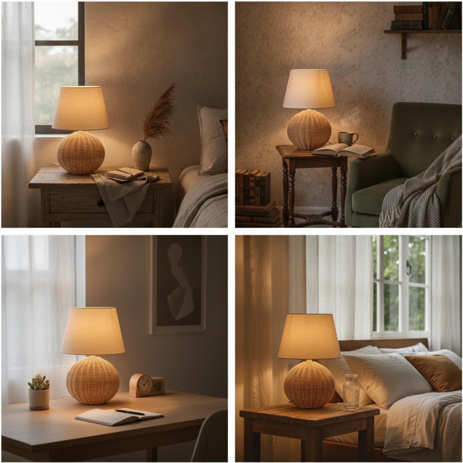 Bedlampje met rotan voet en st - Lighting Decor Bedroom recensie en prijs