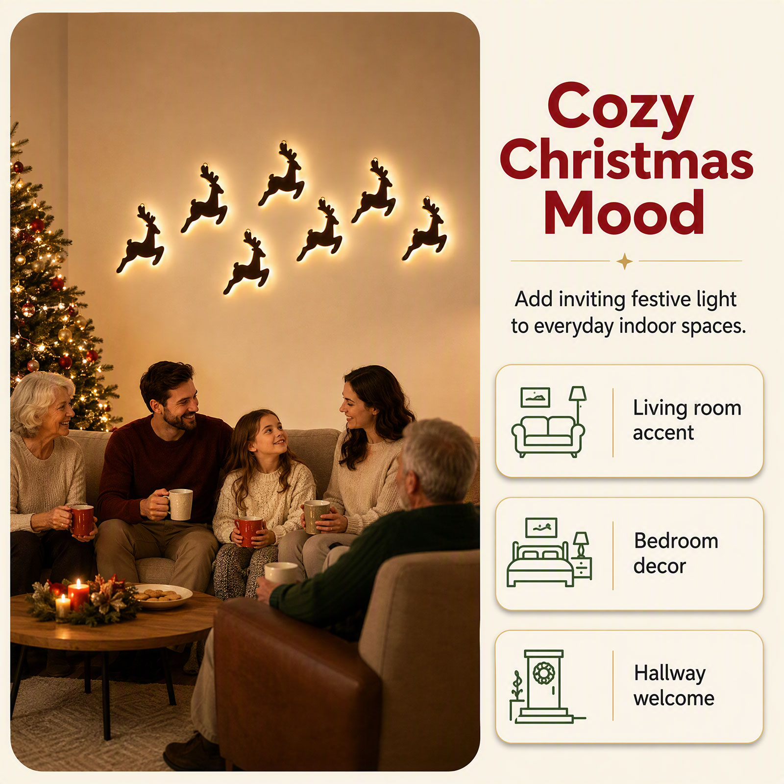 7 stuks LED houten rendier wan - Lighting Christmas Decor recensie en prijs