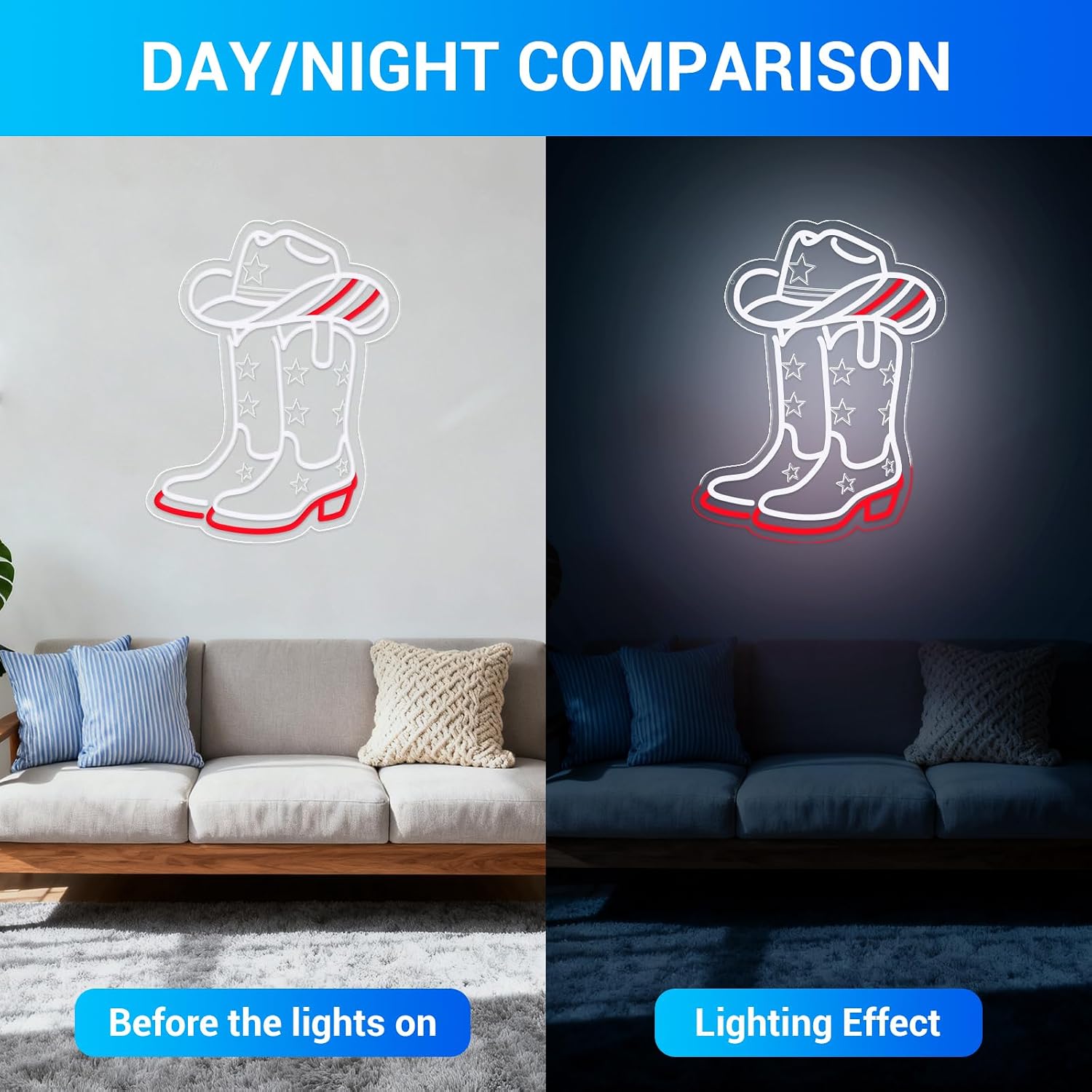 Cowboylaarzen en hoed LED neon - Lighting Decoration Ideas recensie en prijs